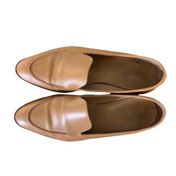 Everlane Pointed Toe Tan Neutral Loafers Genuine Leather Made In Italy Size 6 - Picture 2 of 7